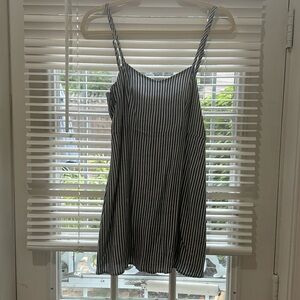 Blue and white striped Pinkyotto mini strapless dress, size xs